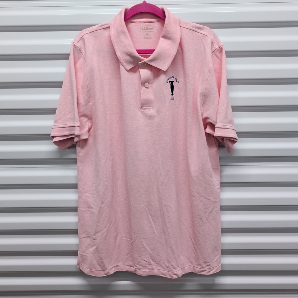 LL Bean Size XL Mens Pink Cranmer Cup 2010 Short Sleeve Pique Cotton Polo Shirt — photo 2